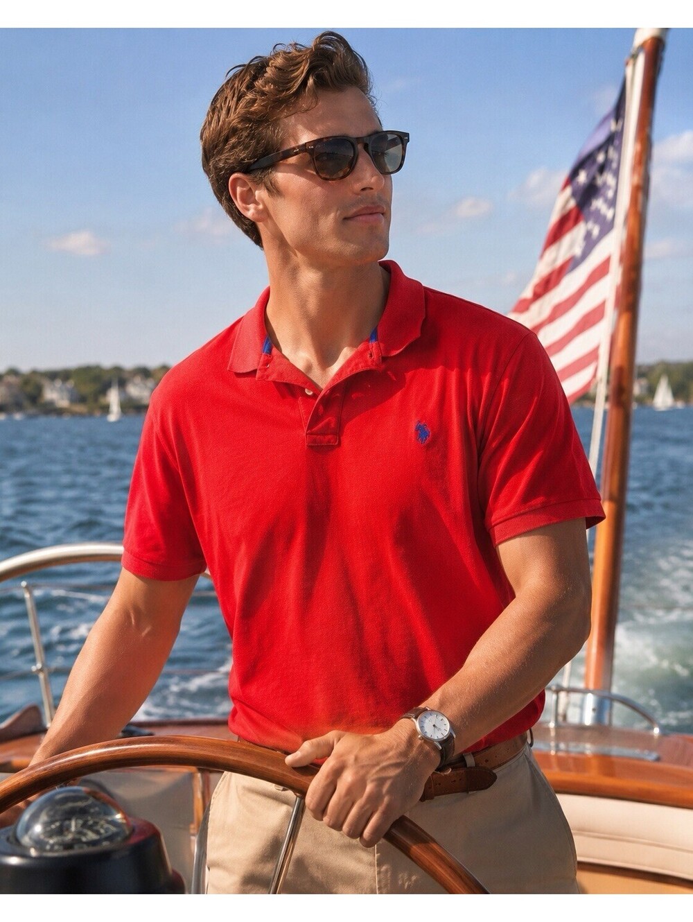 US Polo Assn Shirt Mens XL Red Luxury Feel Short Sleeve Casual Polo 25x31
